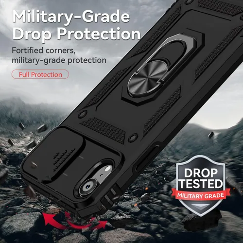 Vista 5 de Funda para iPhone XR con cubierta para lente de cámara, protector de pantalla HD, doble capa [protección contra caídas de grado militar de 15 pies]