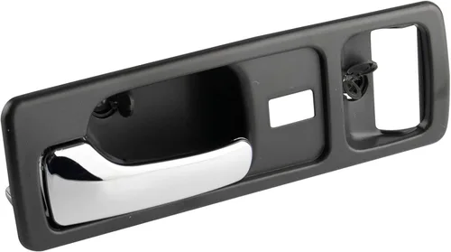 Vista 55 de TRQ Manija de puerta interior delantera izquierda cromada y negra para el lado del conductor compatible con Ford F-150 2012-2014