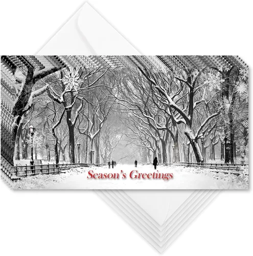 Vista 14 de Angels At Rockefeller Center NYC - Juego de 6 tarjeteros de Navidad con sobres blancos - Season's Greetings Holiday Tri-Fold Cash, cheques