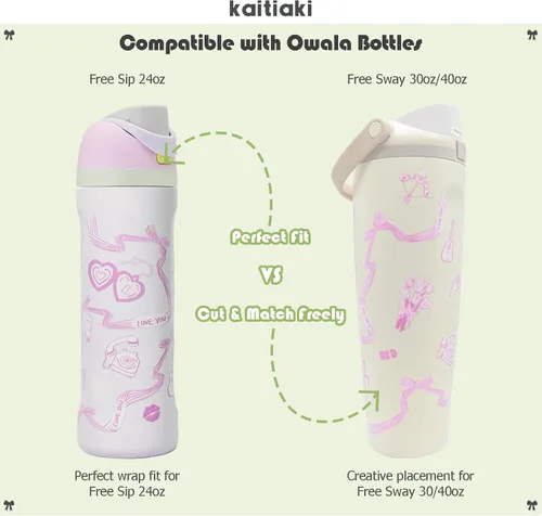 Vista 10 de Swiftie-Inspired - Adhesivo estético de transferencia UV rosa para Owala FreeSip 24 onzas, calcomanía para botella bonita y elegante inspirada