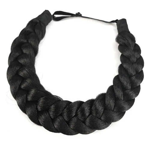 Vista 10 de Diadema trenzada de 3 hebras de pelo sintético trenzado grueso grueso grueso elástico diadema ropa señoras belleza