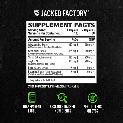Vista 4 de Jacked Factory Potenciador de testosterona para hombres PRIMASURGE - con Tongkat Ali, PrimaVie, Ashwagandha - Aumenta la vitalidad, el crecimiento