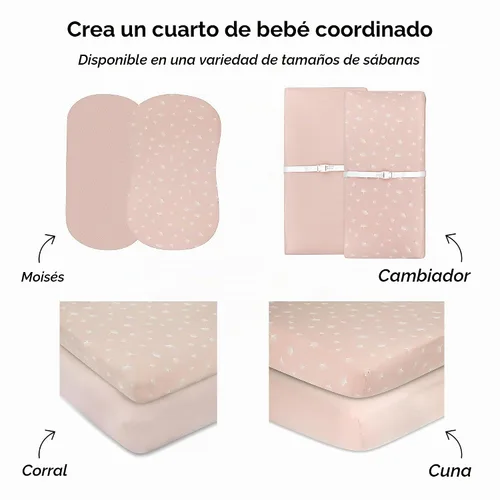 Vista 7 de Ely's & Co. Pack and Play - Juego de 2 sábanas ajustables para corralito de juego compatibles con Graco Pack n Play, para bebés, 100% algodón Rosa