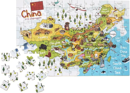 Vista 5 de China Map Rompecabezas de madera 152 piezas, 15x10 pulgadas