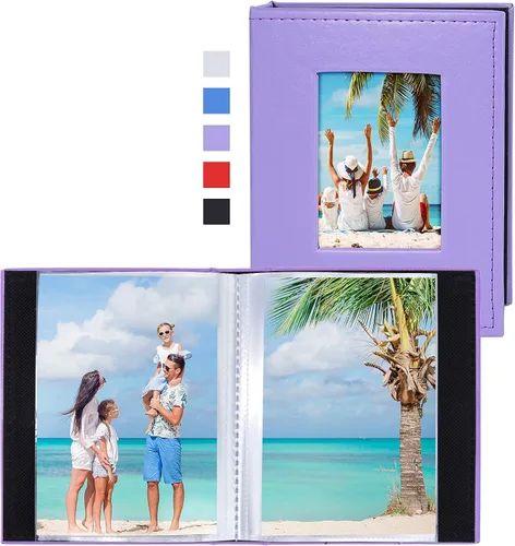 Vista 14 de Vienrose Álbum de fotos pequeño de 4 x 6 pulgadas, paquete de 2 mini libros de fotos con cubierta de cuero, 26 páginas con capacidad para 52