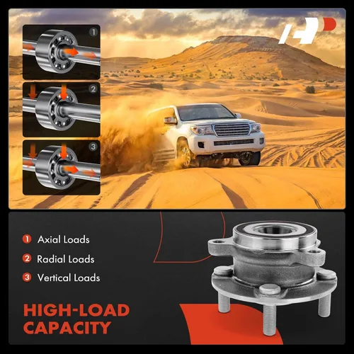 Vista 4 de A-Premium Cojinete de rueda trasera y conjunto de cubo con 4 lengüetas compatible con Mazda MX5 Miata 2016-2022, solo RWD