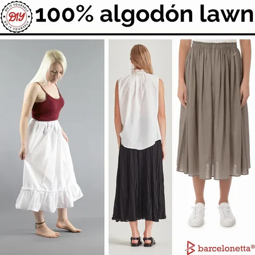 Vista 3 de Barcelonetta Tela de algodón para césped Tela de forro 100% algodón Delgado 58 pulgadas de ancho Costura, capa de sensación de aire Negro