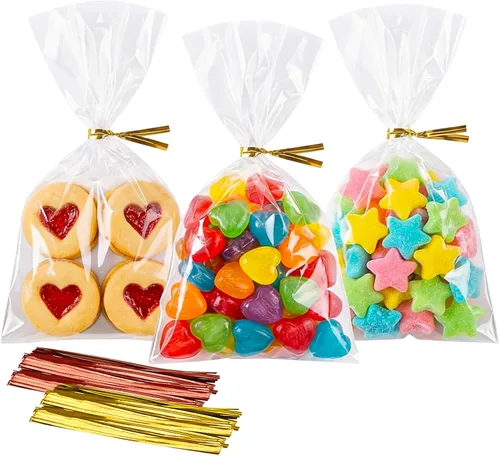 Vista 12 de Morepack Bolsas para barra de pretzel, 2 x 10 pulgadas, 200 bolsas individuales de pretzel con lazos