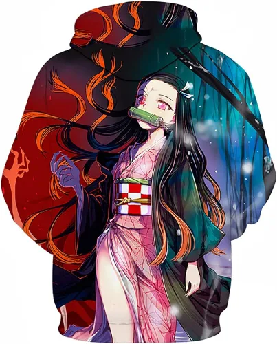 Vista 2 de Vivid Love Sudaderas con capucha Kimets-no-Yaiba Cosplay disfraz, sudadera con capucha impresa en 3D