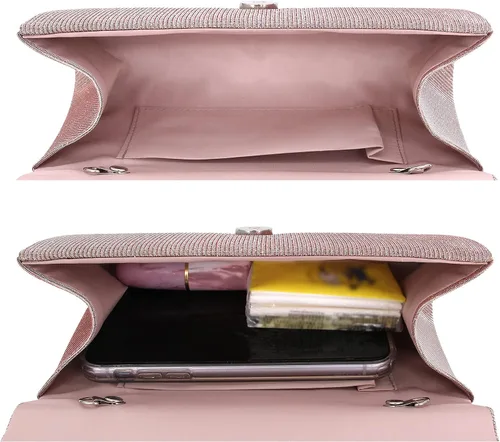 Vista 4 de Naimo - Deslumbrante bolsa pequeña de solapa, con cadena desmontable para eventos nocturnos.