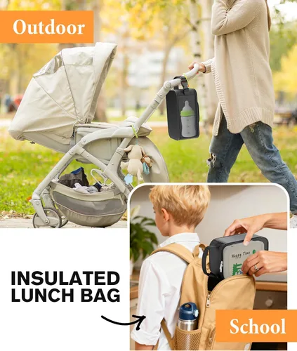 Vista 2 de HowFly Pequeña bolsa de merienda aislada para niños - Lonchera para mujeres/hombres - Bolsas de almuerzo enfriadoras plegables y reutilizables