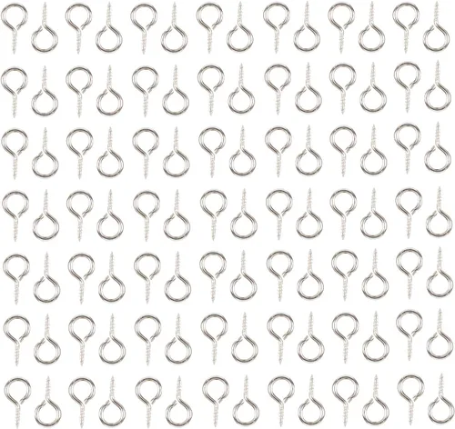 Vista 7 de 100 ganchos pequeños de ojo de tornillo para manualidades de bricolaje, 0.236 x 0.512 in (bronce antiguo)