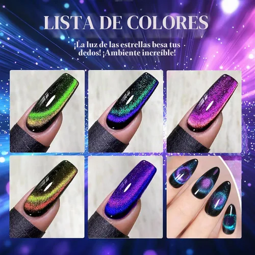 Vista 6 de NAILGIL Cat Eye Gel Nail Polish, Hema Free 9D Cat Eye Gel Polish -SetA 9D Set-A Galaxy