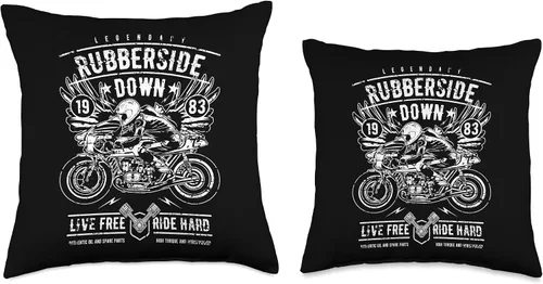 Vista 3 de Retro Cafe Racer Rubberside Down Motorcycle Race Design Throw Pillow