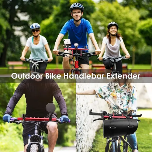 Vista 7 de Manillar de bicicleta, extensor de manillar de bicicleta de 11.8 pulgadas, soporte multifuncional de aleación de aluminio, extensión de soporte