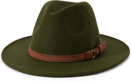 Vista 22 de Lisianthus Sombrero Fedora de ala ancha vintage para hombre y mujer con hebilla de cinturón Negro