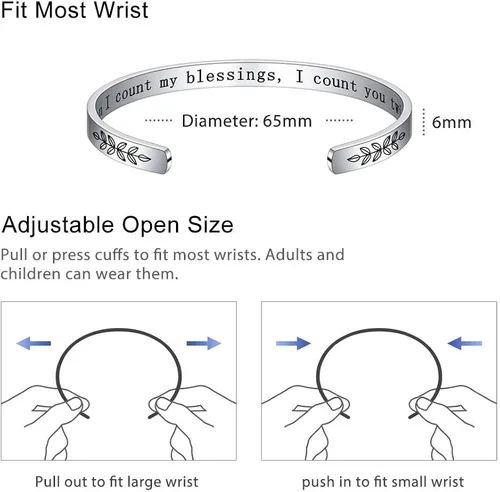 Vista 7 de M MOOHAM - Brazalete inspirador con cita grabada, acero inoxidable, regalo de cumpleaños, Navidad, regalo divertido para mejor amiga, hija, hijo