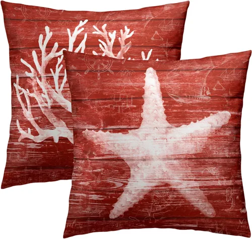 Vista 21 de Juego de 2 fundas de almohada rústicas de 16 x 16 pulgadas / 16.0 x 16.0 in., juego de 2 fundas de almohada cuadradas de algodón con diseño
