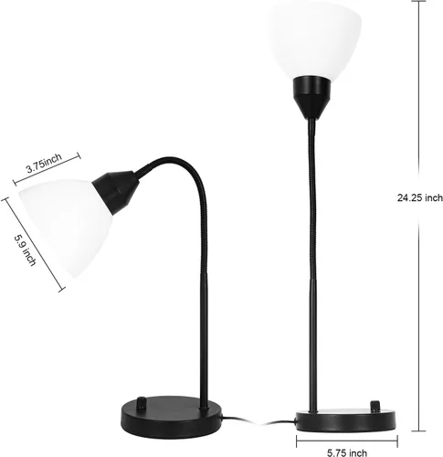 Vista 4 de Lámparas de escritorio, lámparas de mesa para dormitorios con 2 puertos USB, lámparas de noche regulables continuas, lámpara ajustable para sala