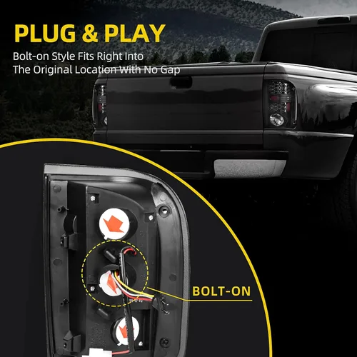 Vista 5 de DWVO Conjunto de luces traseras compatibles con Ford Ranger 01-05 2001 2002 2003 2004 2005 luces traseras de repuesto LED