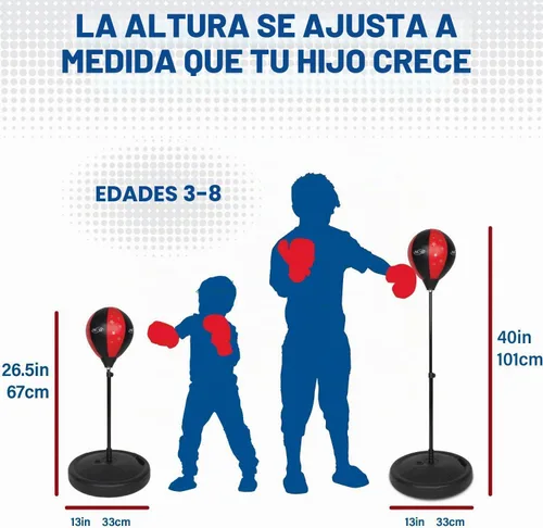Vista 3 de NSG Juego de boxeo independiente de altura ajustable para niños