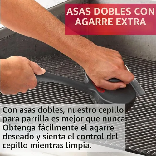 Vista 4 de Chef-Master 90051 Char-Broiler BBQ Grill Brush Mango extra largo de 17 pulgadas Cerdas de alambre duraderas Mango doble de agarre extra