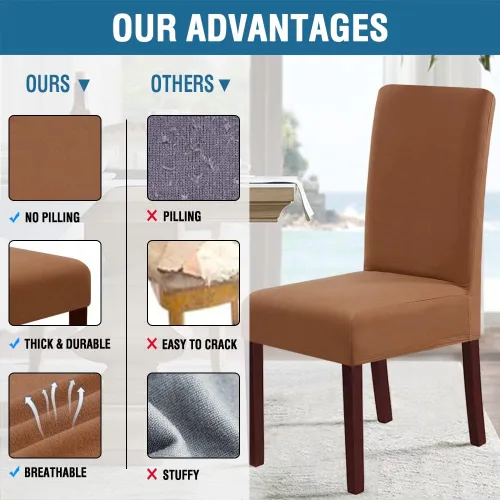 Vista 6 de H.VERSAILTEX Juego de 4 fundas 100% impermeables para sillas de comedor, fundas elásticas para sillas de comedor, fundas protectoras para sillas