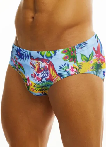 Vista 2 de MIZOK Traje de baño de secado rápido para hombre con estampado caliente y cordón
