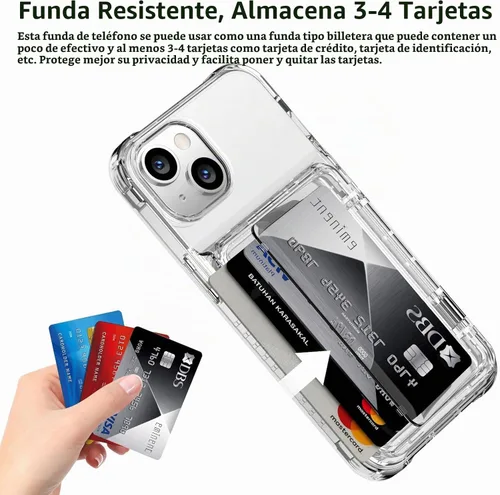 Vista 3 de ACANDYA Funda tipo cartera para iPhone 15 Plus, funda transparente para iPhone 14 Plus