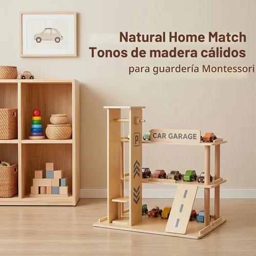 Vista 4 de Woodtoe Vitrina de madera, estante de coche de juguete fundido a presión a