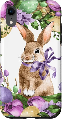 Vista 25 de Floral Easter Bunny Wreath Decor for Women Cute Easter Day Case for iPhone 17