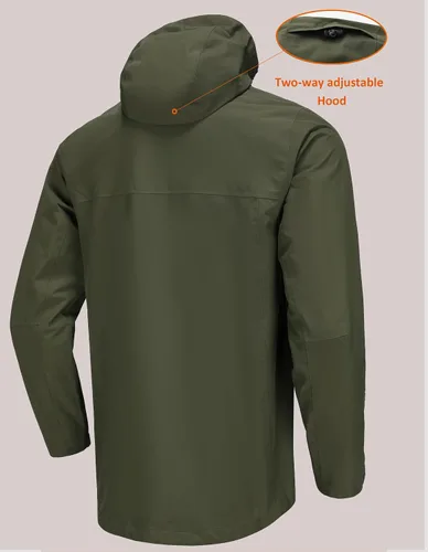 Vista 3 de Chaqueta impermeable ligera con capucha para hombre, transpirable, para senderismo de montaña al aire libre