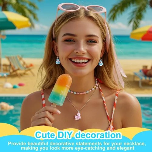Vista 5 de Jetec 40 dijes de pato de resina, cuentas para mujeres adultas, fabricación de joyas, pulseras, collares, aretes, llavero, manualidades, regalos