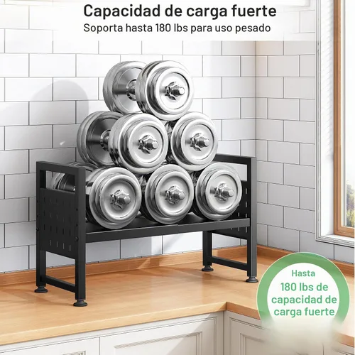 Vista 6 de Kitstorack Estante ajustable para horno de microondas, estante para microondas resistente de 2 niveles con tablas de cortar, soporte para estantes