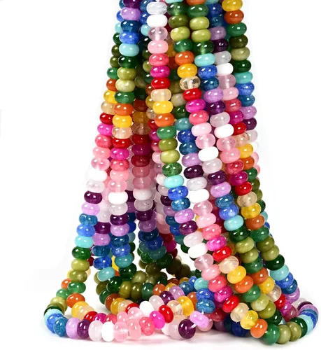Vista 34 de CAI YI MING, cuentas 2x4mm naturales en forma de rondelle – Espaciadores de gemas sueltas para hacer joyas DIY (Amazonita)