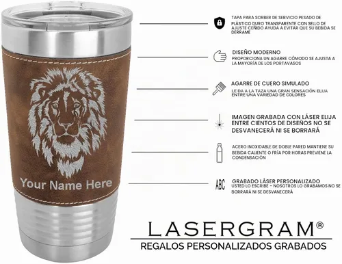 Vista 5 de LaserGram - Vaso personalizado de 20 onzas, cabeza de caballo 1 (rústico)