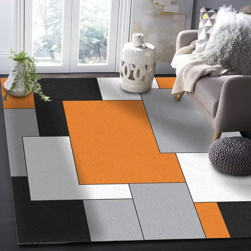Vista 14 de Alfombra abstracta rosa y gris de San Valentín de 2 x 3 pies, alfombra estética geométrica moderna, antideslizante, rectangular, lavable