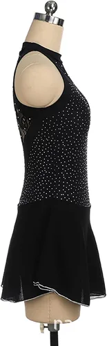 Vista 5 de Vestido de patinaje sobre hielo para niñas y adultos, body sin mangas con diamantes de imitación brillantes, falda de carrera para disfraz, leotardo
