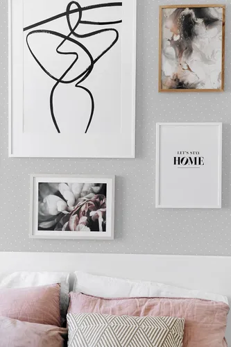 Vista 4 de NextWall Papel tapiz autoadhesivo con lunares (gris)