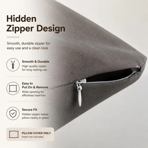 Vista 5 de Evolive Nueva Funda de Almohada Corporal de Hilo 300TC 100% Algodón con Cierre de Cremallera Oculto 21"x54" (Gris Carbón)