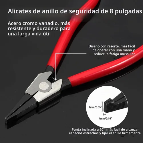 Vista 2 de Alicates de 8 Pulgadas para Anillo Circular - Alicates Especiales de Ángulo Inverso con Punta para Abrir Anillos, para Cajas de Transferencia