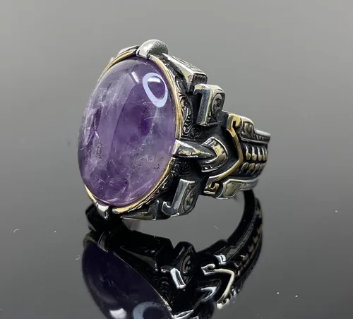 Vista 6 de Anillo grande de plata de ley 925 k para hombre