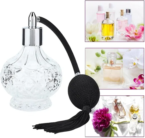 Vista 3 de Botella de perfume de vidrio retro, atomizador de perfume recargable, botella de perfume de vidrio recargable, botella de perfume de vidrio