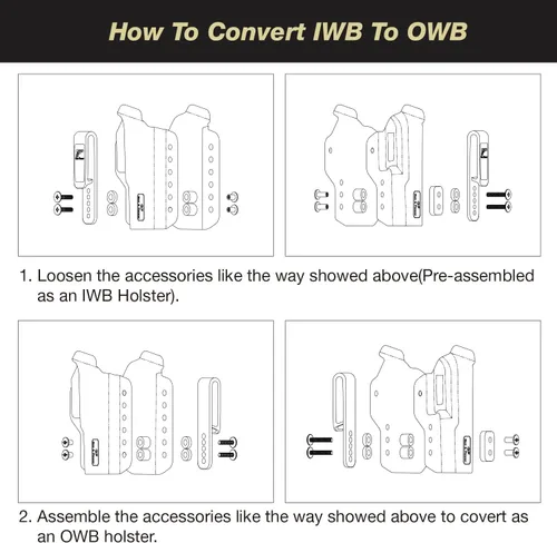 Vista 2 de Optic Ready IWB/OWB - Funda transparente transparente para mano derecha compatible con Glock 19 19 x 23 32 45 (Gen 5 4 3), funda de transporte