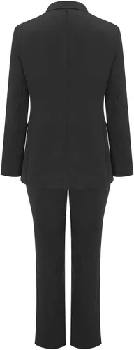 Vista 4 de Mameluco de moda para mujer, estilo británico, abrigo de mujer con doble botonadura, traje formal (traje-B-negro, M)