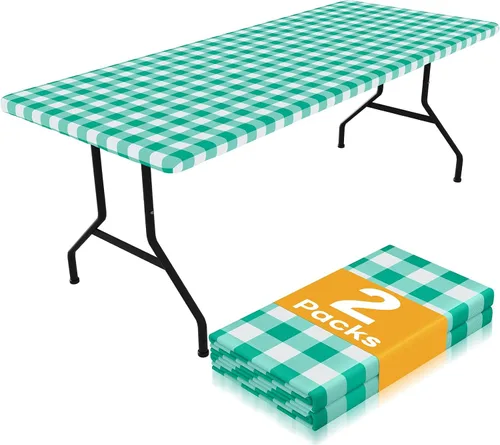 Vista 26 de Smiry Mantel de Mesa de Picnic Paquete de 2, Manteles Ajustables Elásticos Impermeables para Mesas Rectangulares de 18 x 72 pulgadas, Mantel