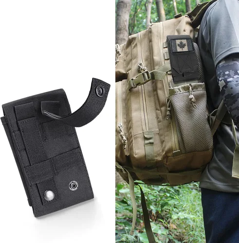 Vista 8 de Funda táctica negra Molle impermeable para teléfono celular, funda resistente para iPhone 11, 12, 13 Pro Max, menos de 6.7 pulgadas