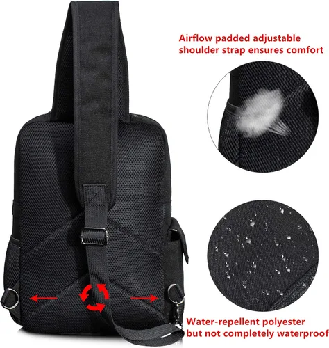Vista 3 de Leaper Bolsa de mensajero para exteriores bolsa cruzada para el hombro color negro