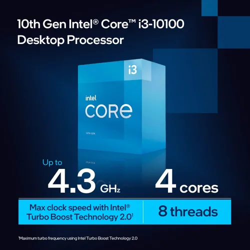 Vista 7 de Intel Core i3-10100 Procesador de escritorio 4 núcleos hasta 4.3 GHz LGA1200 (chipset Intel serie 400) 65W, número de modelo: BX8070110100