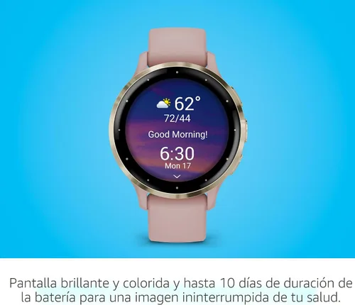 Vista 3 de Garmin Venu 3S Bisel de acero inoxidable dorado suave, reloj inteligente con pantalla táctil AMOLED de 1.2 pulgadas, con estuche de 41 mm